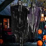 2 sztuki szkieletu Halloween, każdy 110 cm i 85 cm, dekoracyjna czaszka, wiszący duch Halloween, może być używany jako dekoracja trawnika, okna i patio