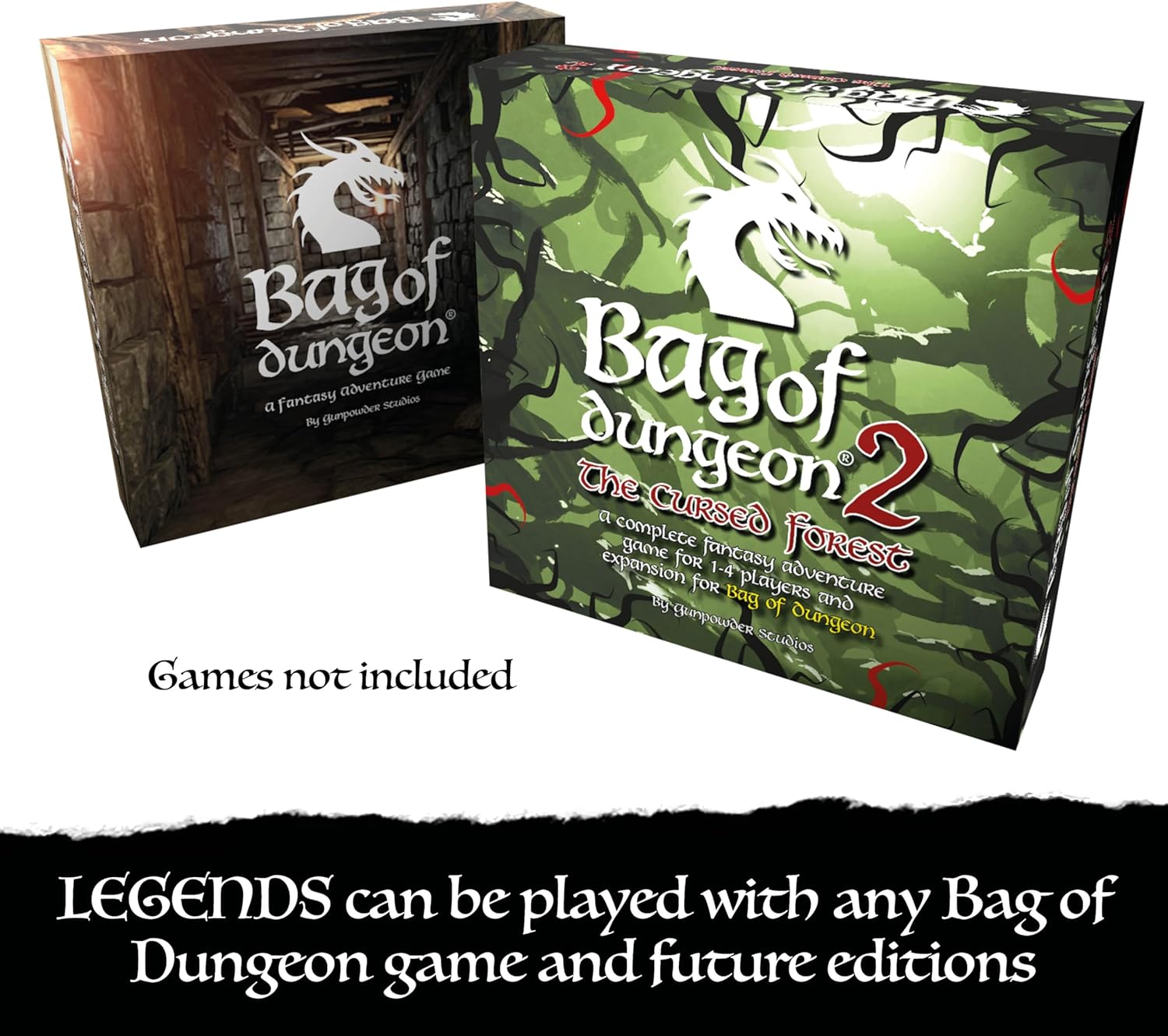 Bag of Dungeon Bag of Dungon Legends Character Expansion Pack - use with Any Board Game - with Added Destiny Skill Cards, Encounter Cards and 4 new Brave Heroes - (2nd Edition)