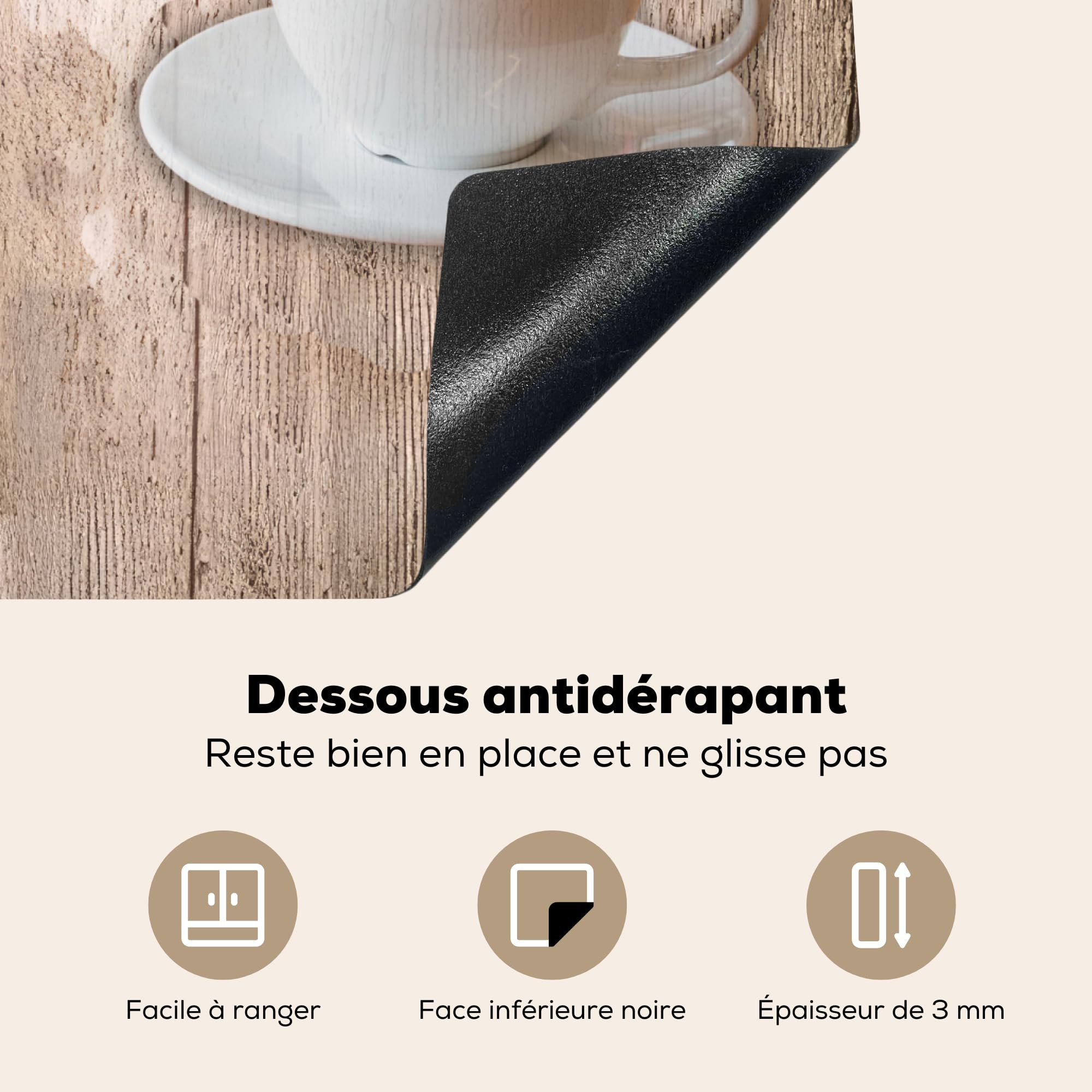 KitchenYeah© Protege Couvre Plaque De Cuisson Décoration Cuisine Tapis Protection Protecteur Induction 60x52 cm Bistro Parisien - Café - Café - Vendanges - 60x52 cm