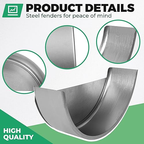 Miniatura 8 de HECASA Guardabarros redondos de acero de un solo eje y respaldos de guardabarros para ruedas de 14 a 16 pulgadas, 32 x 9 x 15 pulgadas (2 piezas)