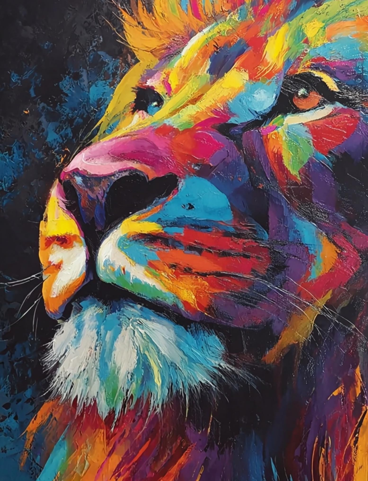 WANGWANGMIAO Paint by Numbers for Adults Beginner,Rainbow Lion Acrylic Painting by Number Kits on Canvas for Home Wall Decor Gift 16x20 Inch，with Frame