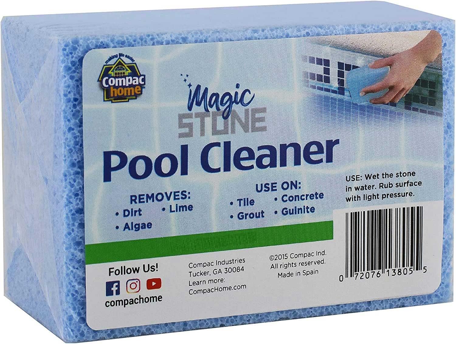 COMPAC Home Magic Stone Pool Cleaner to Easily Remove Dirt, Algae, Lime, and More - Recycled Glass Stone