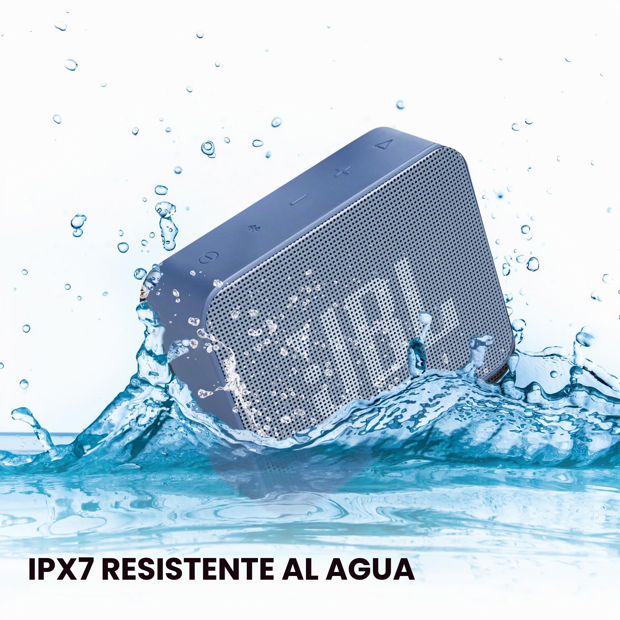 JBL GO Essential Altavoz pequeño Bluetooth, altavoz impermeable y portátil para llevar, hasta 5 horas de reproducción con una sola carga de batería, azul