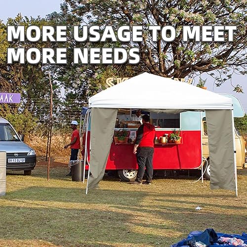 Miniatura 2 de Pared lateral de sombrilla, pared solar con puerta y ventana para toldo desplegable de 10 x 10 pies, pierna recta, pared instantánea para toldos al