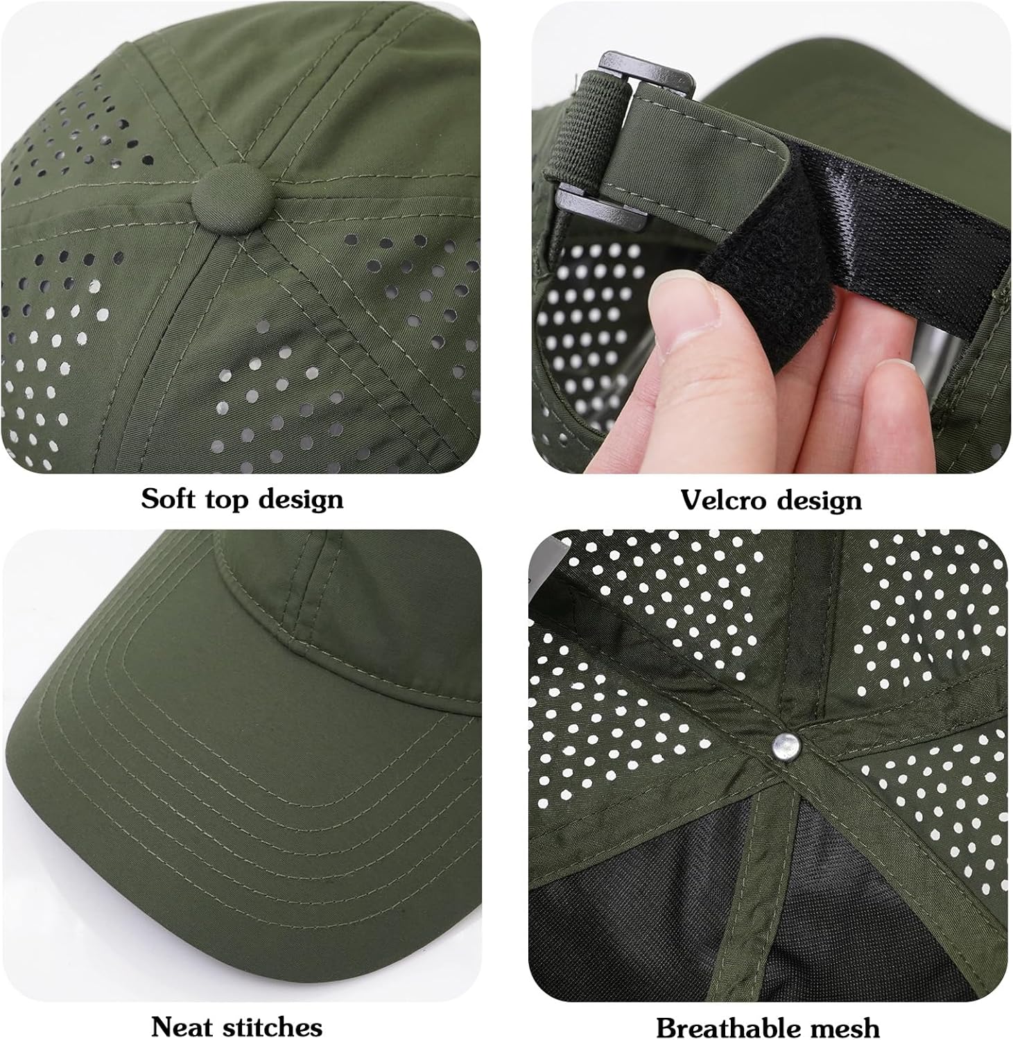 Quick Dry Baseball Cap Curved Brim Hat Laser Cut Mesh-Back Cap - Image 6