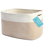 OrganiHaus Woven Storage Baskets for Organizing, Cotton Rope Organizer Bins for Shelves, Closet & Nursery, Dog Toy Basket, Decorative Bins for Toys, Towels & Books - 15x10x9, Light Honey