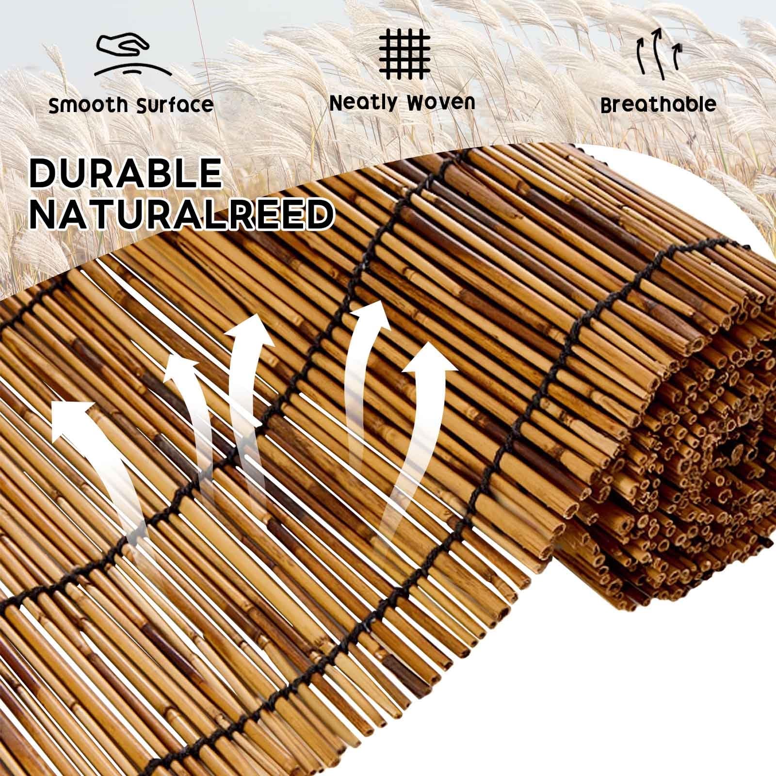 Naturel Store Enrouleur Roseau Store Bambou Intérieur Exterieur Imperméables Rideau de Paille Occultant 70% Anti-UV Intimité Pour Terrasse Jardin Gazebo 50 90 100 140 150 160cm Sur Mesure(W160xH200cm)