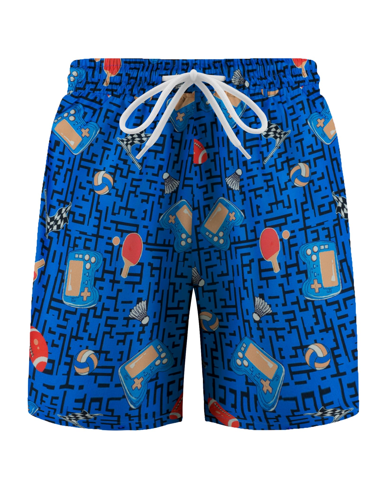 Arshiner Badehose Jungen Badeshorts Kinder Tier Traktor Geometrie Hawaii mit Mesh-Futter Kordelzug Taille Schwimmhose Schnelltrocknend Sommer Strand Boardshorts Schwimmshorts für Junge 5-14 Jahre