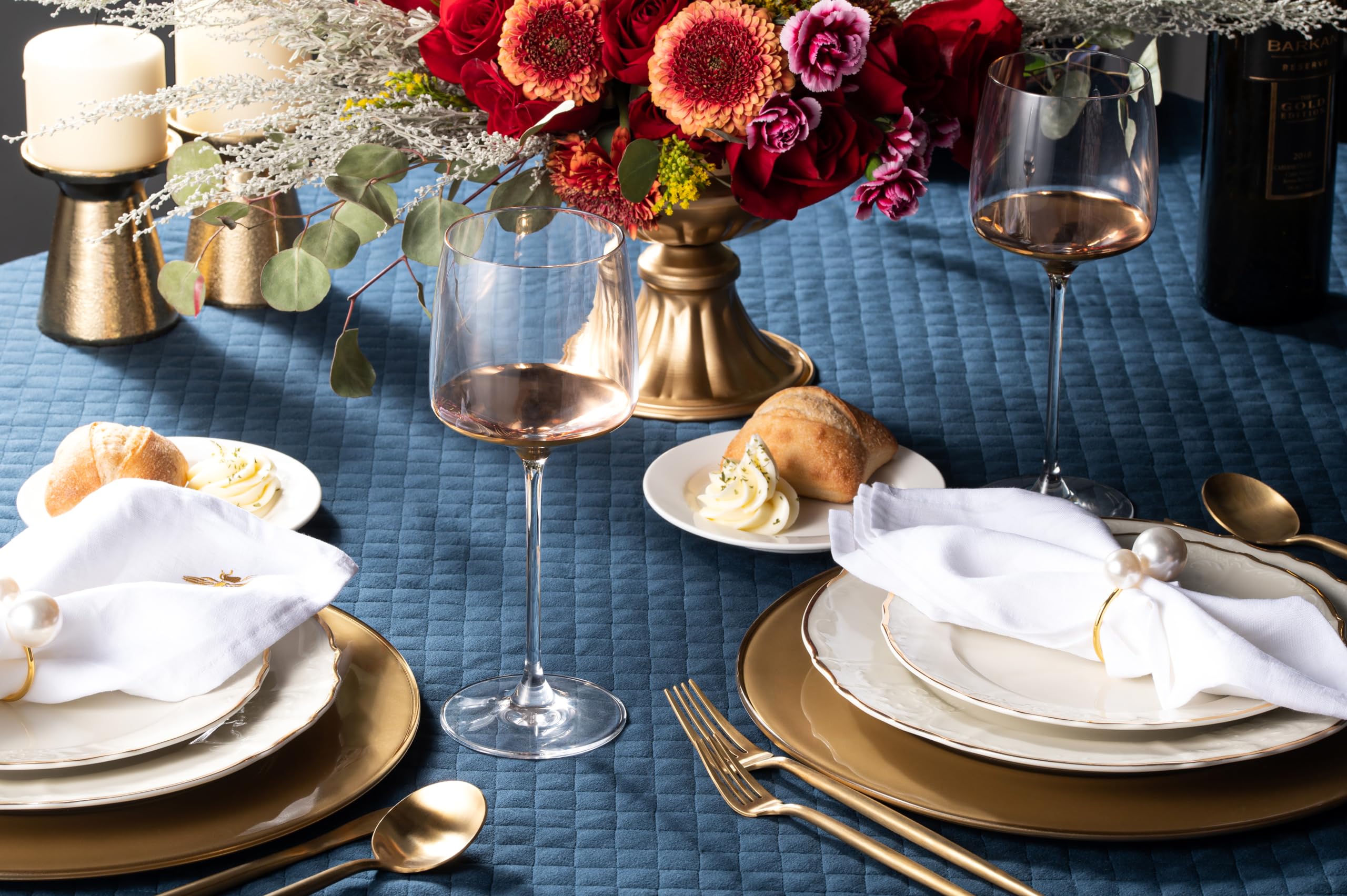 BARSKI – Handgefertigtes Glas – Wein goblat – decororated und getaucht in 20 K Gold auf der Unterseite – 16 oz – In Geschenkverpackung – made in Europe – Set von 4