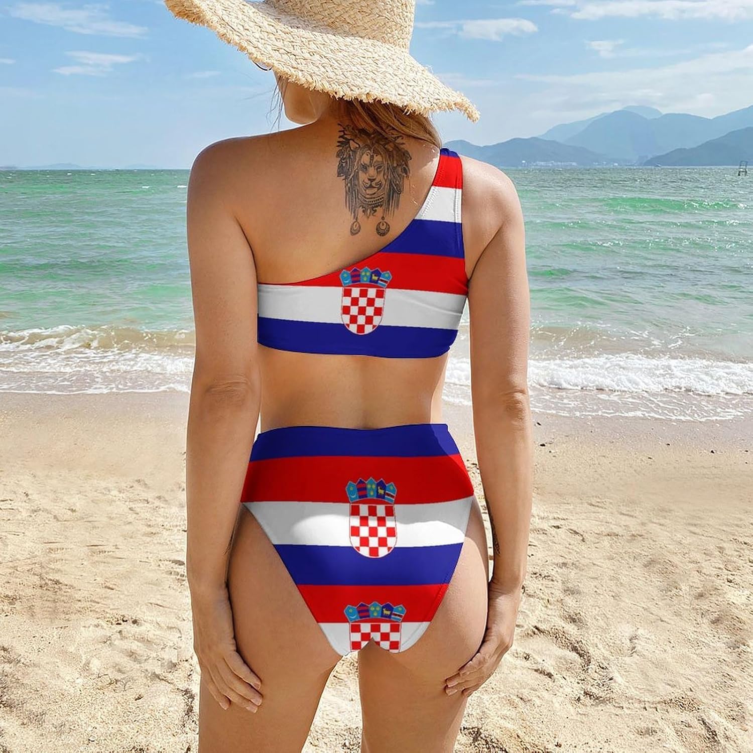 Jamaica Flag Two Piece Swimsuits for Women - Modest Sporty Full Coverage Push Up Bikini Set Halter Bathing Suit for Beach