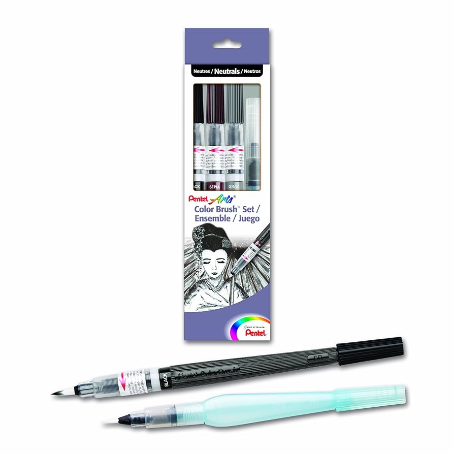 Amazon.com : Pentel Arts Color Water Brush Box Set, Black