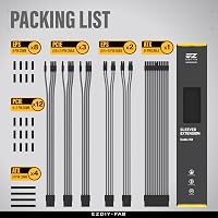 EZDIY-FAB PSU Kábelbővítő Szett 16AWG, 24Pin/EPS/PCI-E Hosszabbító 300mm Fésűvel 7