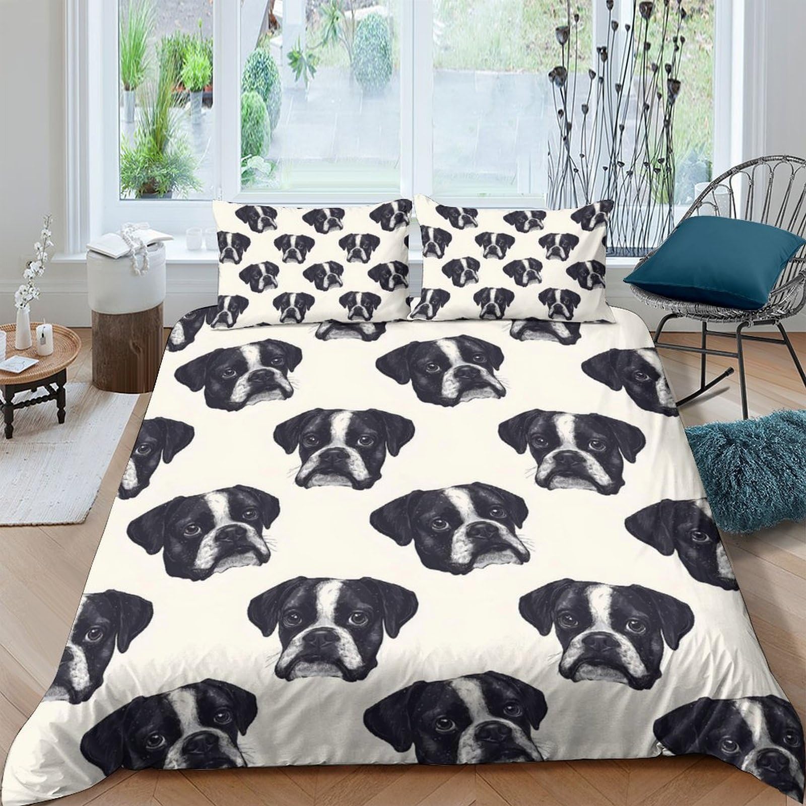 K3v9r6n2a Style-9 3D Printed Bulldog Quilt Cover, Microfiber Duvet Cover Hidden Zipper For