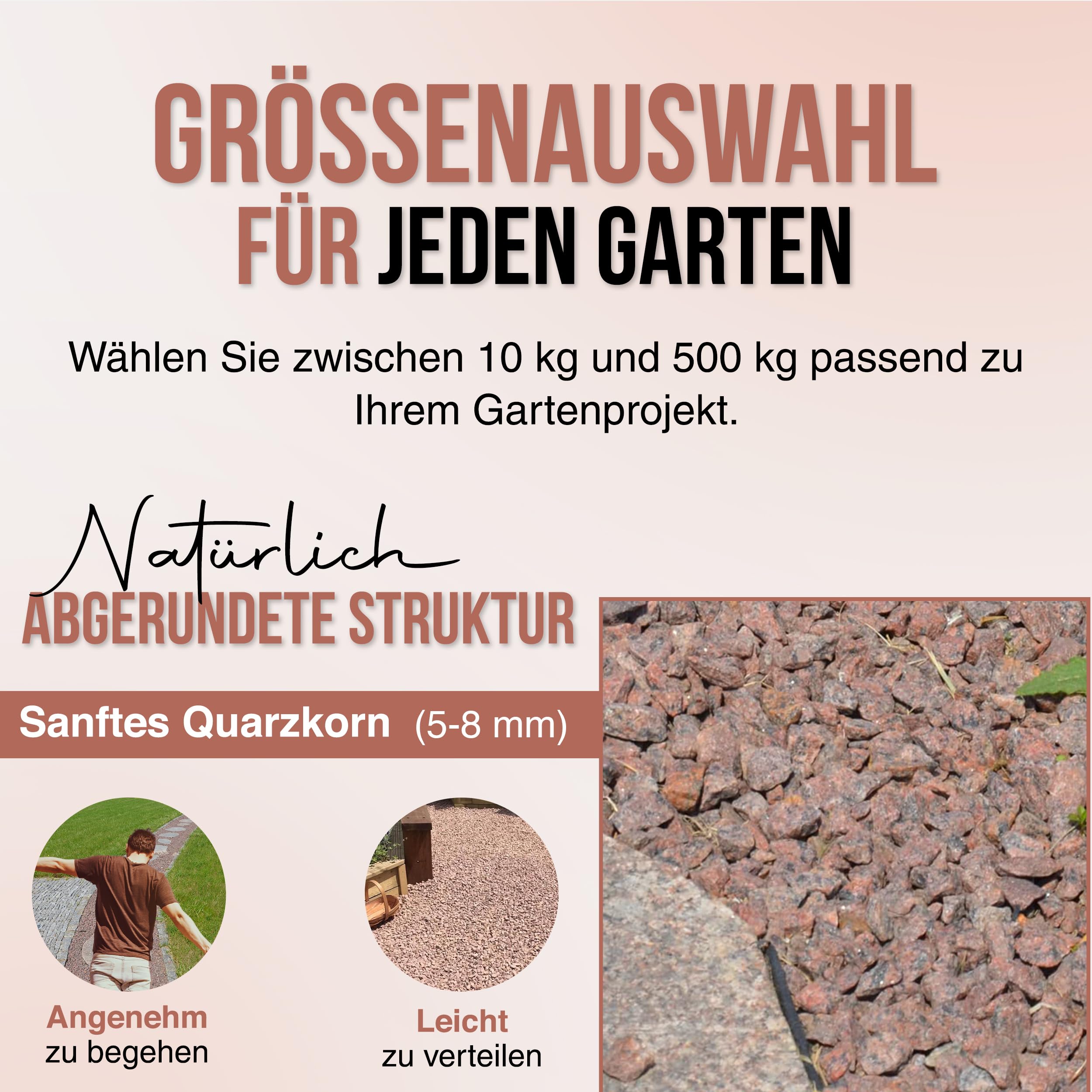 Granit Ziersplitt Rot 5-8 Mm - 10 Kg Dekorationskies Für Garten & Wege