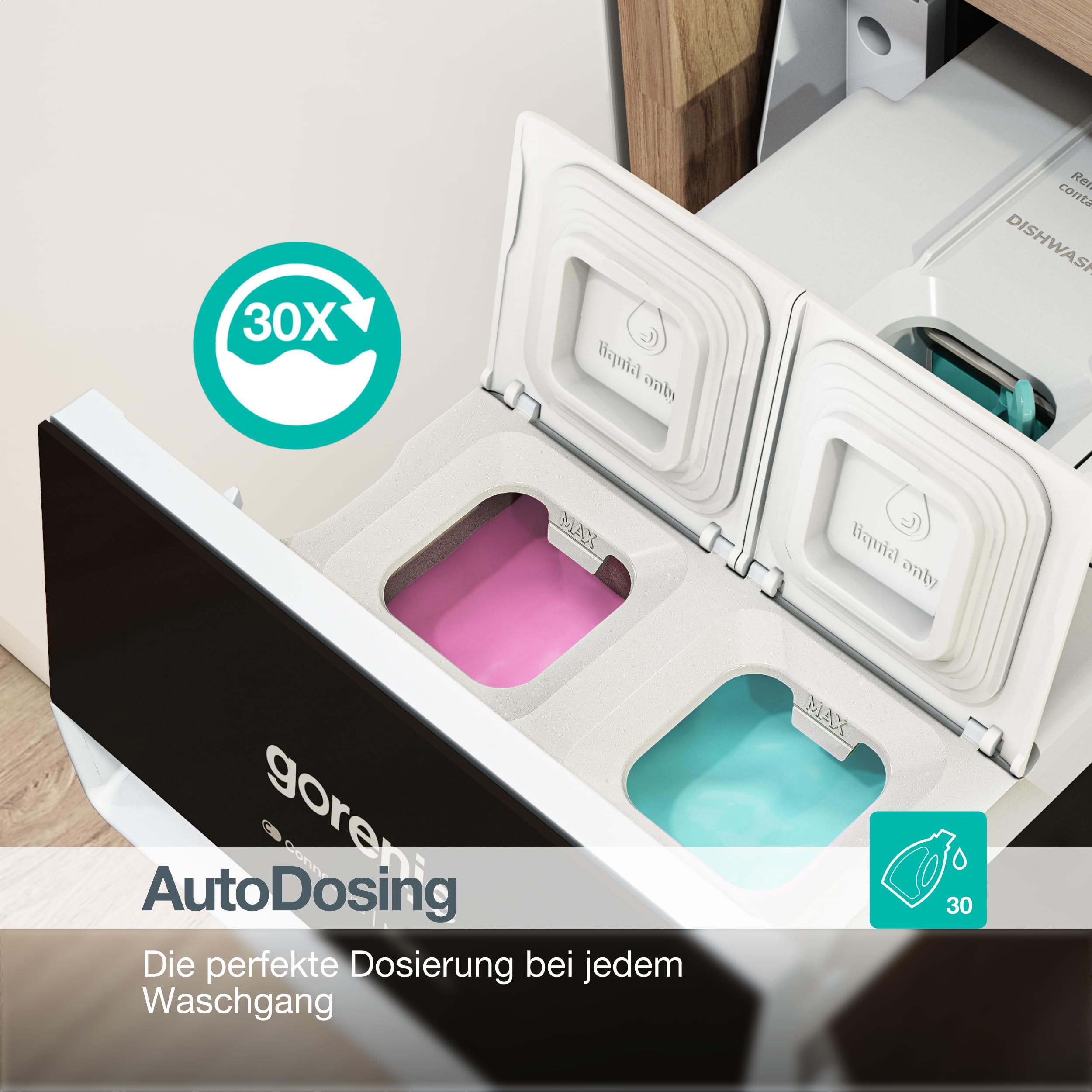 Gorenje WG814A5T4 Waschmaschine mit Dampffunktion, 10kg, 1400 U/Min, 20 Programme, TFT Farb-Display, SuperSilent 68 db(A), AutoDosing, UltraClean, FastWash Pro, ConnectLife, ShoeWash, EEK A, Weiß