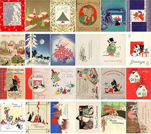 Miniatura 7 de PIXILUV Paquete de postales 24pcs Vintage Navidad Felicitación Tarjetas Santa Reimpresión