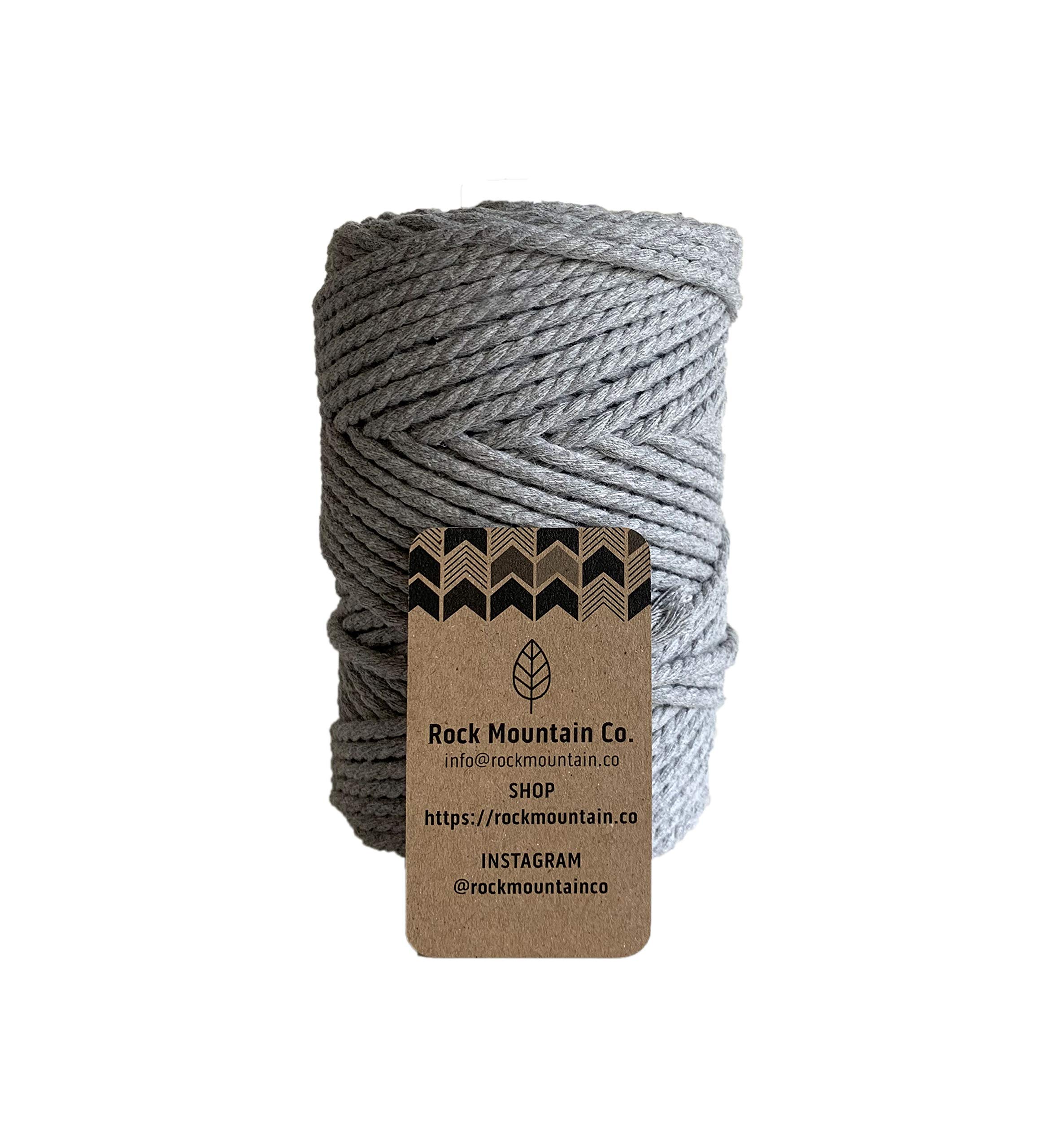 5mm 3 Strand Macrame Cord/Recycled 100% Cotton Fiber Art Rope - Light Gray