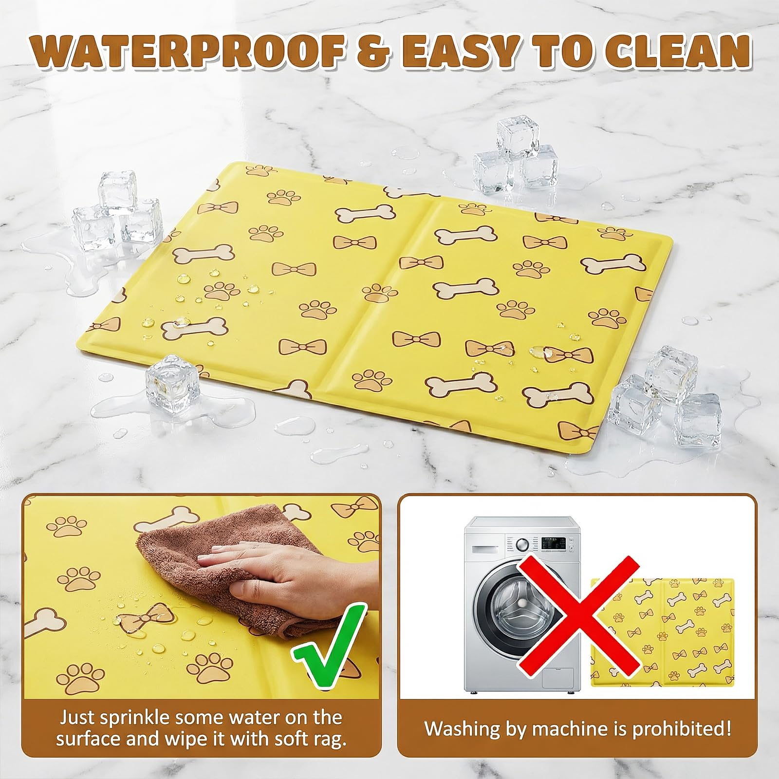 Qoosea Alfombra Refrescante para Perro Gato, Manta Refrigerante No Tóxicas para Animales Pet Cooling Mat, Plegable Alfombrilla de Refrigeración Automática Esterilla de Gel de Dormir Suave - 50 * 65CM