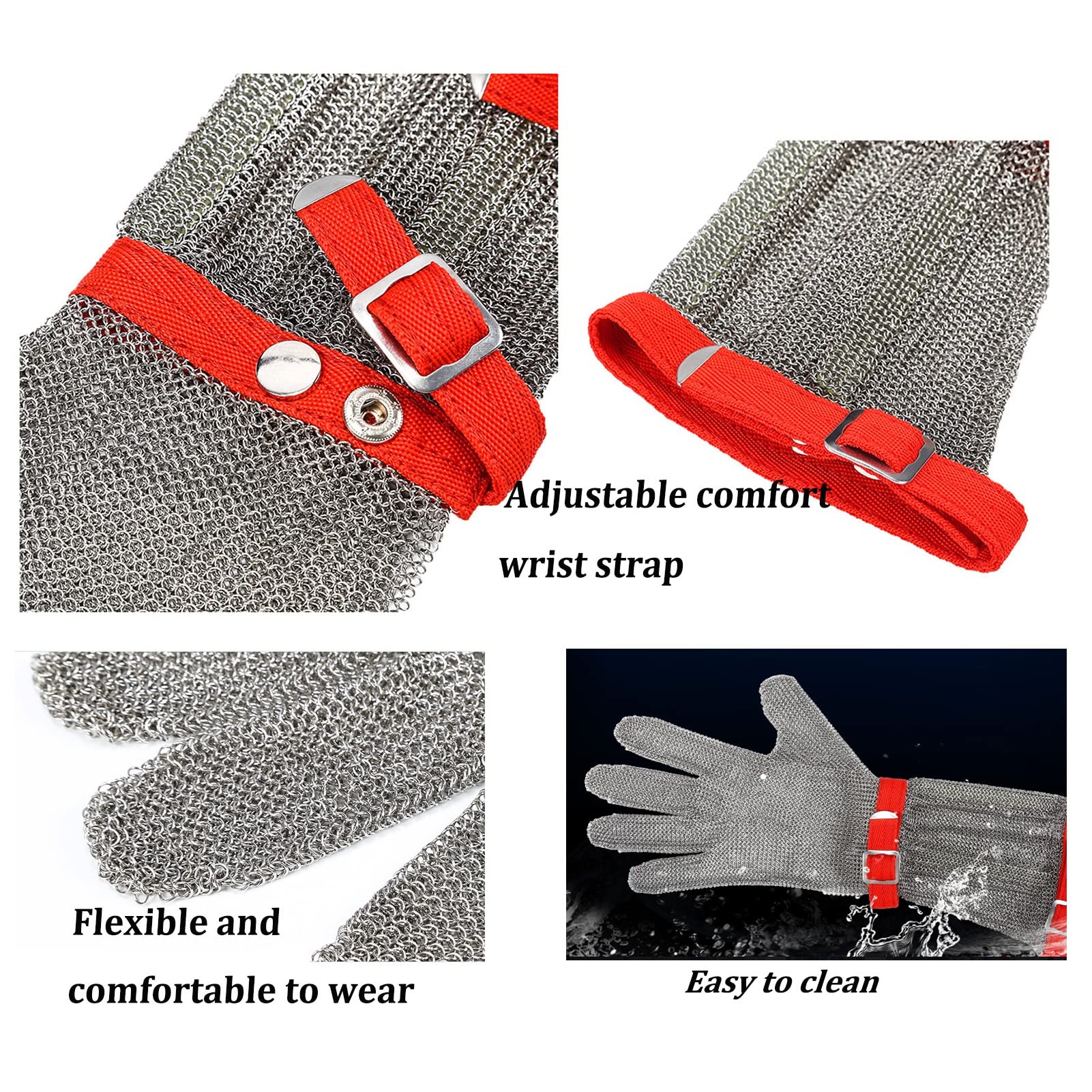 Guanti antitaglio Guanti Metallici Resistenti A Taglio, Guanti di Sicurezza Resistenti al Taglio, for Macellaio da Giardinaggio All'aperto, for La Mano Sinistra E Destra