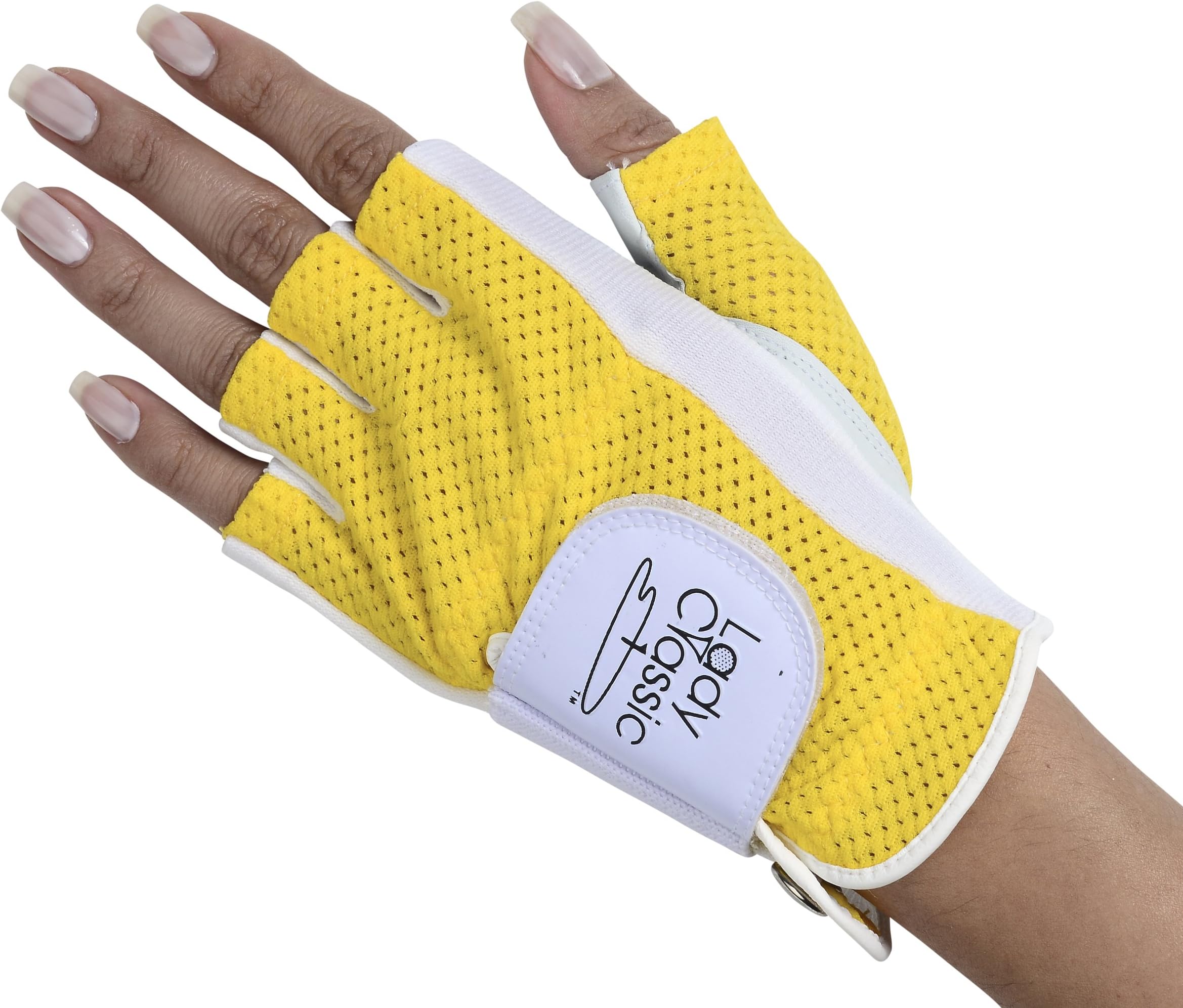 Copper Tech Lady Classic Cabretta Womens Solar Half 1/2 Finger Copper Infused Technology Golf Glove - Left Hand