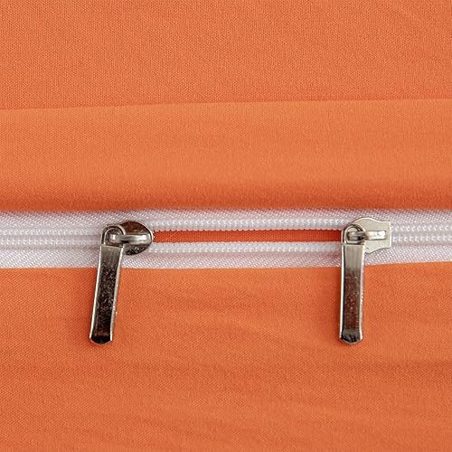 Miniatura 8 de Juego de funda de edredón naranja tamaño Queen, 100 % microfibra lavada, 3 piezas, color liso, casual, naranja, para hombres y mujeres, con cierre