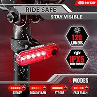 Vista 8 de BLITZU Paquete de 2 luces traseras de bicicleta recargables USB-C, accesorios brillantes para bicicleta trasera de ciclismo, accesorios