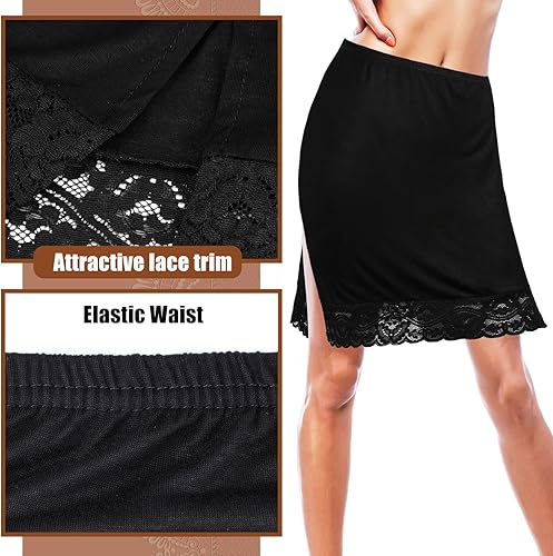 Miniatura 5 de 3 piezas de medias sandalias para debajo del vestido, falda con ribete de encaje, por encima de la rodilla, para mujer