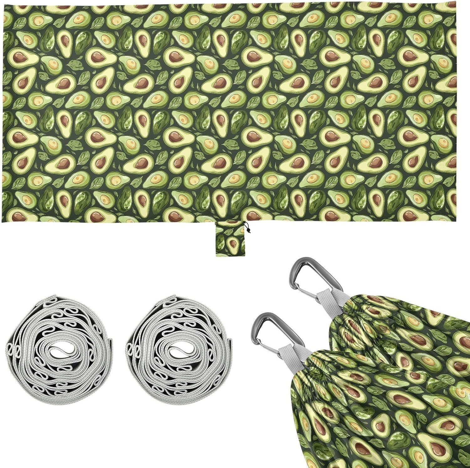 ALAZA Avocado Leaf Green Camping Hammocks Single or 2 Person 500 lbs Portable Parachute Travel Hammock w/Tree Straps for Hiking Backpacking Indoor Outdoor