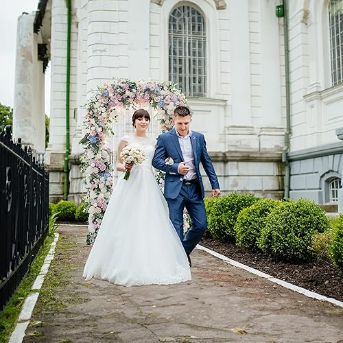 Miniatura 4 de Shinoske Telón de fondo de arco de metal, elegante cenador de jardín, arcos de boda para ceremonia, fácil de montar y desmontar, soporte dorado para