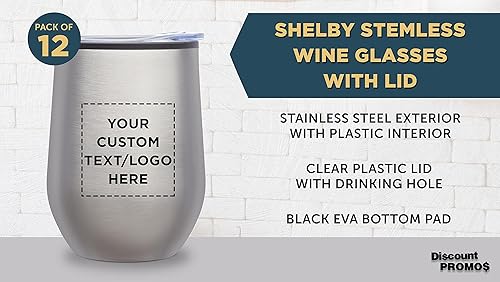Miniatura 3 de Vasos de vino personalizados sin tallo, 12 onzas, juego de 12, paquete personalizado a granel, aislados, perfectos para vino, cócteles, otras