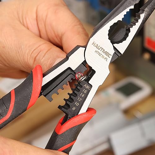 Miniatura 6 de HAUTMEC Alicates de punta de aguja de 9 "Alicates de combinación de alto apalancamiento 4 en 1 alicates multifuncionales de punta larga resistentes