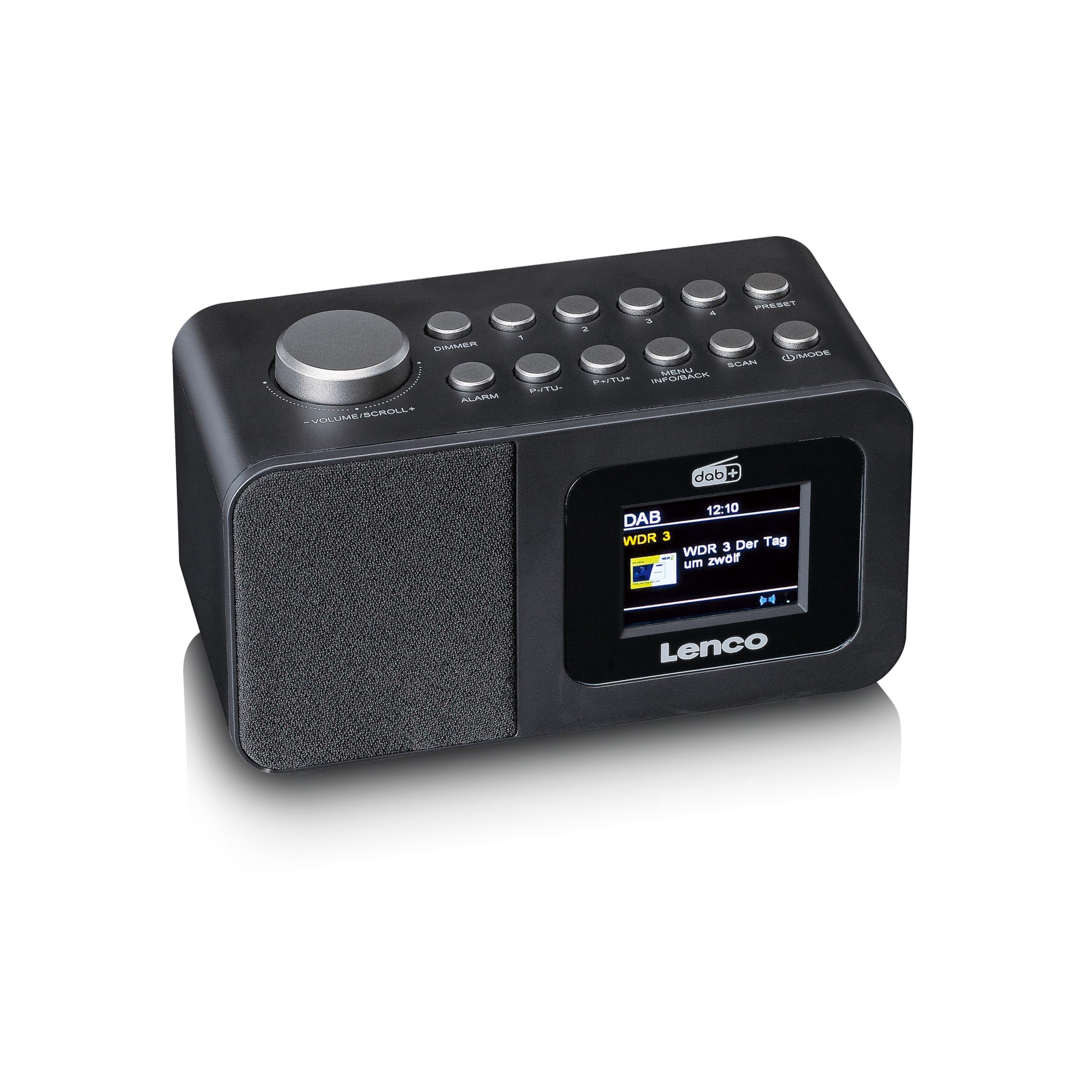 Lenco CR-625BK Radiosveglia con DAB+/FM, display a colori da 2,4", dimmerabile, doppio allarme, sleeptimer, funzione snooze, memoria 30 trasmettitori, AUX-In, nero