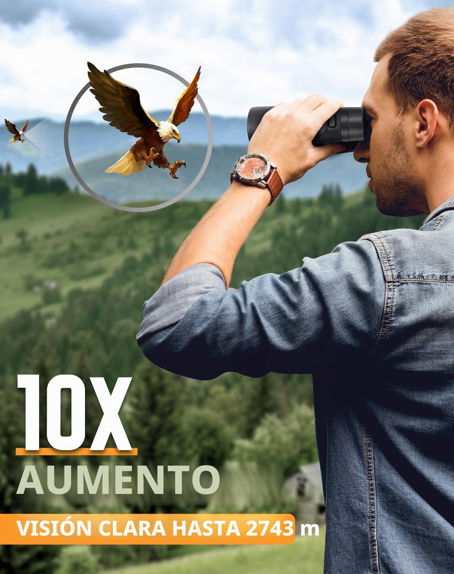 Prismaticos Profesionales para Adultos 10x42 Prismaticos Largo Alcance, Antiniebla e Impermeables, Prismas BaK4 y Lentes FMC, Potentes Binoculares para Observación de Aves, Caza, Senderismo