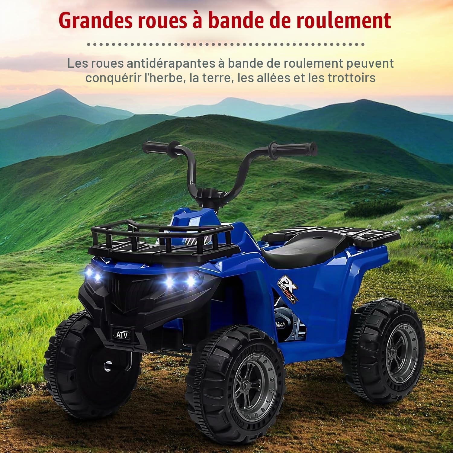 Garvee Quad Electrique Enfant 12 V, Voiture ÉLectrique pour Enfant ATV, Voiture éLectrique 2 Vitesses, Voiture Electrique pour Garç, ATV pour Enfant de 2 à 5 Ans (Bleu)
