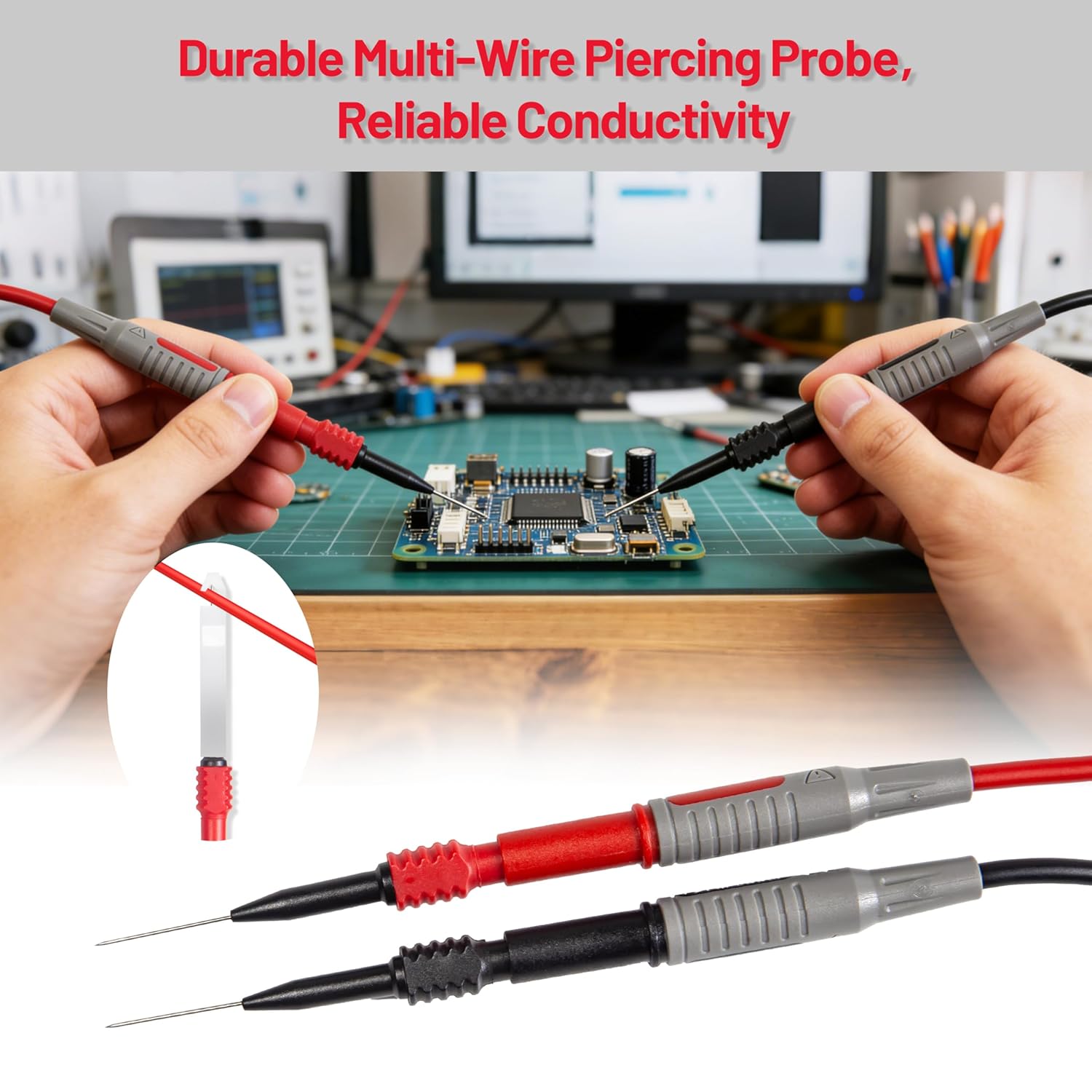 27-Piece Multimeter Test Leads Kit, Professional Test Lead Set with Gold-Plated Probes, Alligator Clips, Test Hooks, Back Probe Pins for Automotive, Industrial & Home Electrical Testing