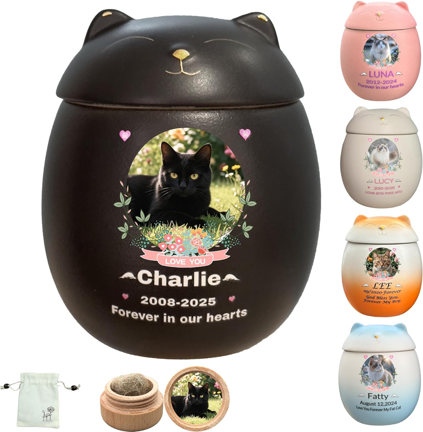 Custom Cat Urn,Pet Urn,Pet Urns for Cats,Pet Cremation Urn,Cat Urns for Ashes,Urns for Cats,Pet Urns for Cats Ashes,Ceramic Urn,Handmade Custom Personalized|Black Cat