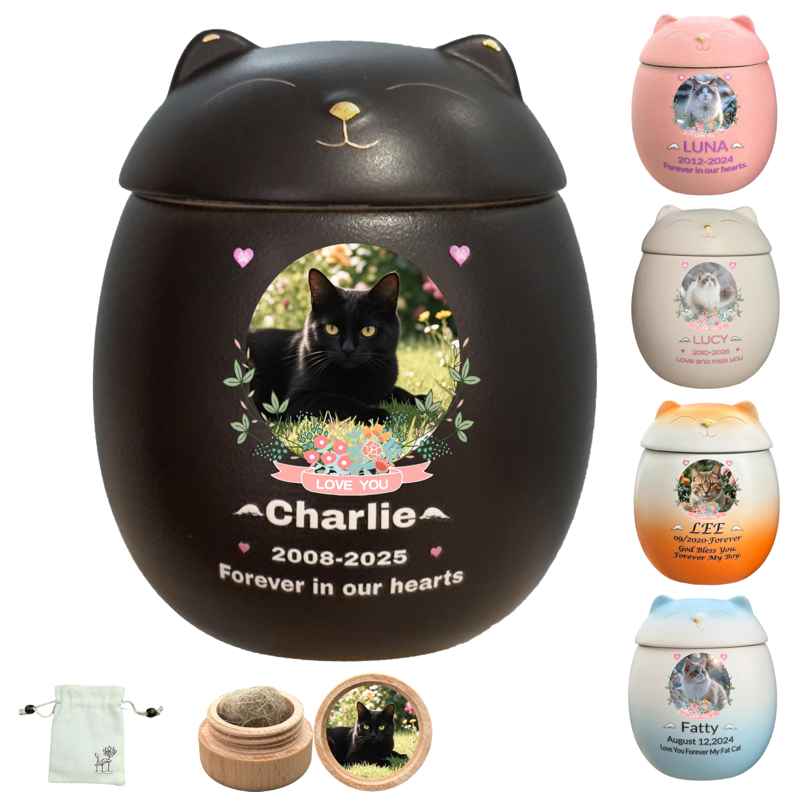 Custom Cat Urn,Pet Urn,Pet Urns for Cats,Pet Cremation Urn,Cat Urns for Ashes,Urns for Cats,Pet Urns for Cats Ashes,Ceramic Urn,Handmade Custom Personalized|Black Cat
