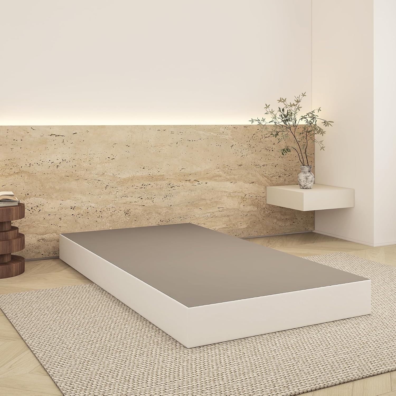 Twin Box Spring Bed Base 7 Inch High, 1500 LBS Heavy Duty Metal Mattress Foundation with Fabric Cover, Easy Assembly, Quiet Noise Free, Non Slip