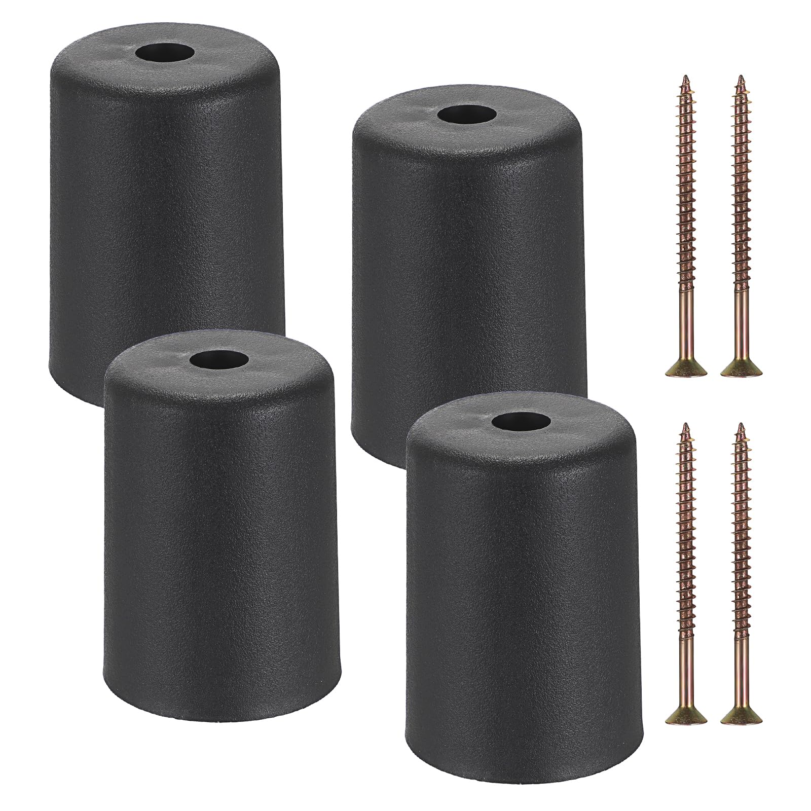 SUMNACON 4 Pcs Plastic 8cm Funiture Legs Round Tapered Couch Legs, Black Sofa Feet Replacement Table Feet Cabinet Supporting Feet with Screw-in Screw for Room Furniture DIY Replacement