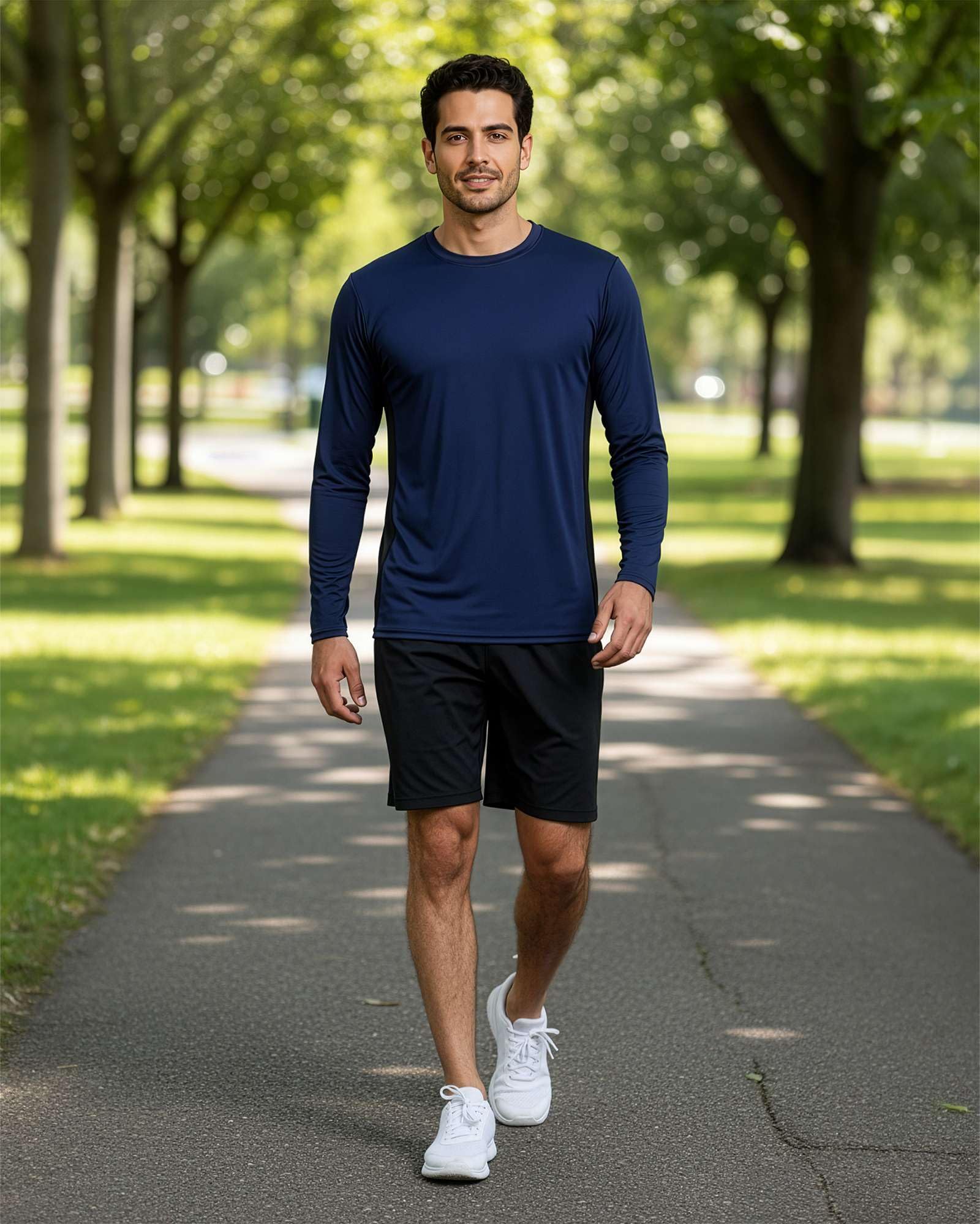 4er-Pack: Herren Dry-Fit Moisture Wicking Performance Langarm T-Shirt UV Sonnenschutz Outdoor Active Athletic Crew Top, Set K, L