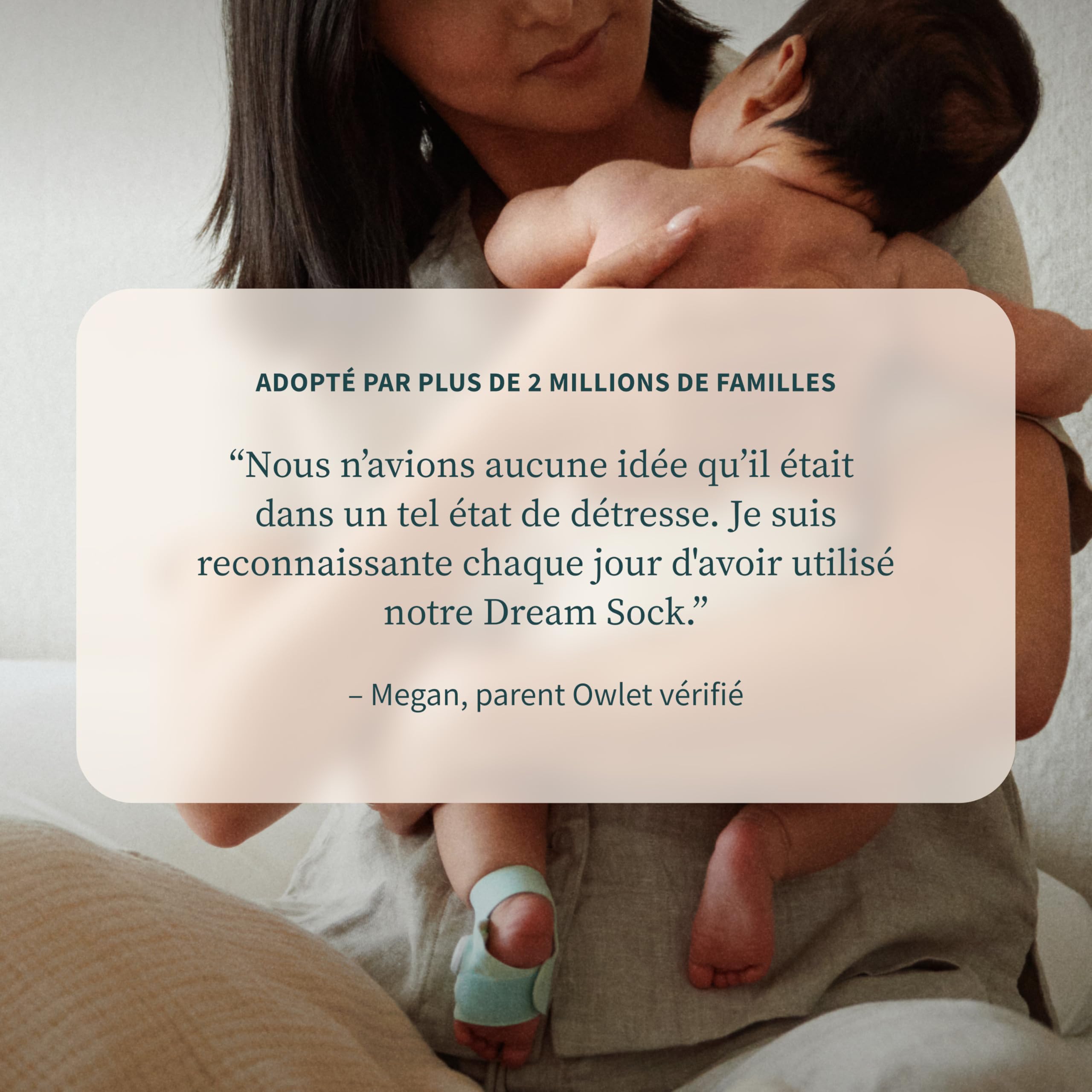 Owlet Dream Sock® Dusty Rose - Système de Surveillance Intelligent pour bébé - Suivi en Direct de la fréquence cardique et de l'oxygène du Nourrisson