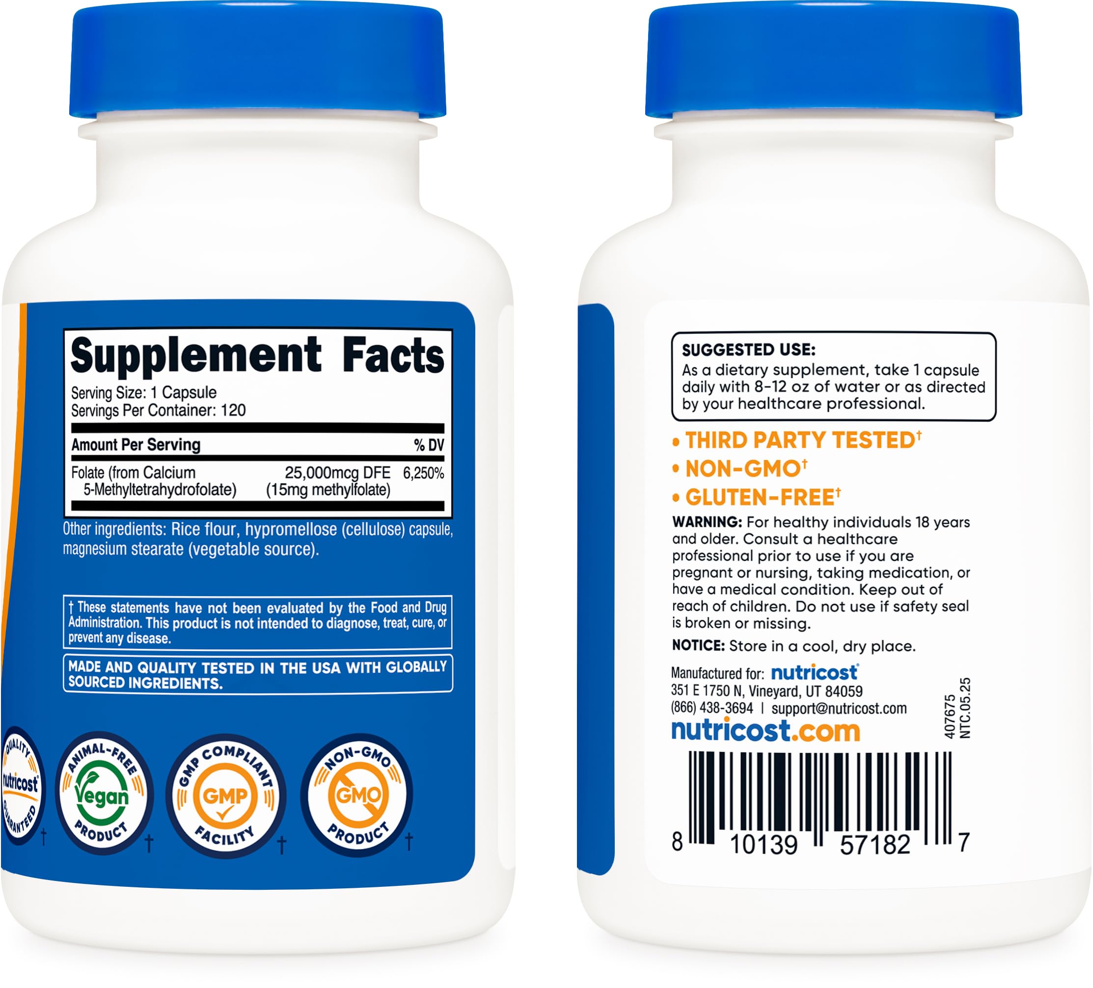 Nutricost L-Methylfolate 15mg, 120 Capsules (5-MTHF) Gluten-Free, Vegan — Amazon image 4