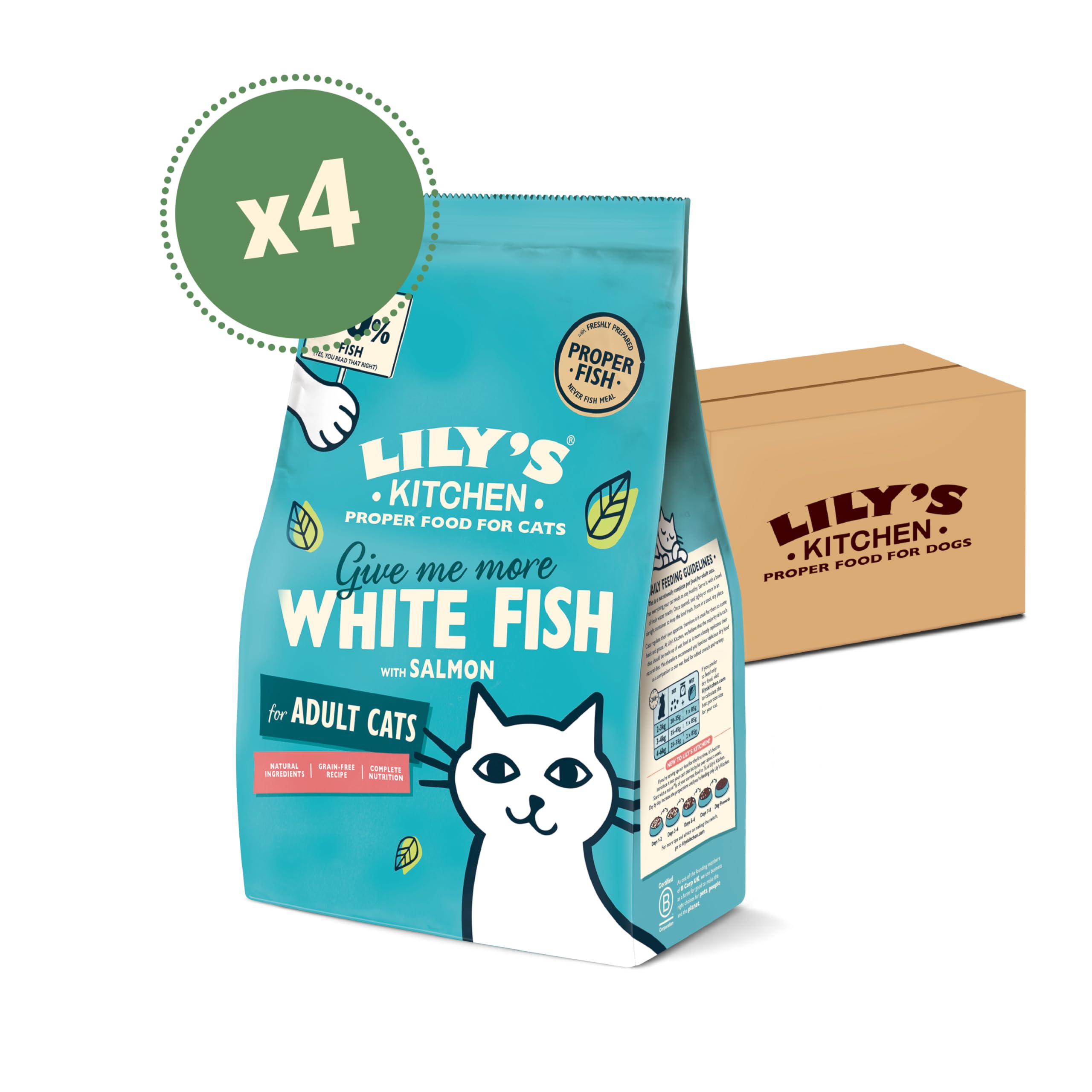 Lily's Kitchen Trockenfutter für Erwachsene Katzen – Weißfisch mit Lachs, 3.2 kg. Getreidefreie Rezeptur, hergestellt aus natürlichen Zutaten, Mit frisch zubereitetem Fisch hergestellt