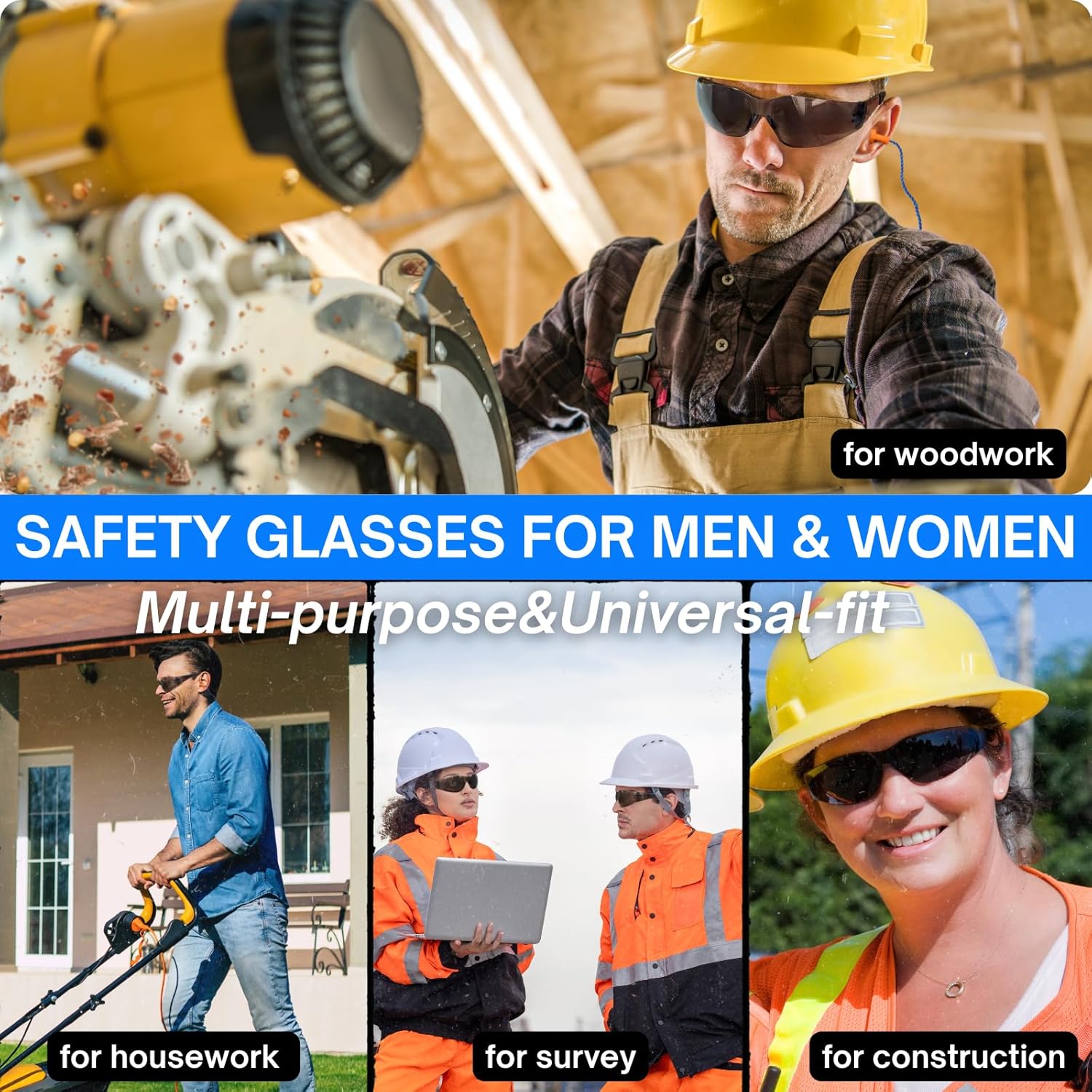 Safety Glasses Ansi Z87.1 Clear Safety Glasses Bulk Impact Scratch Resistant Lens Protective Eyewear for Men Women