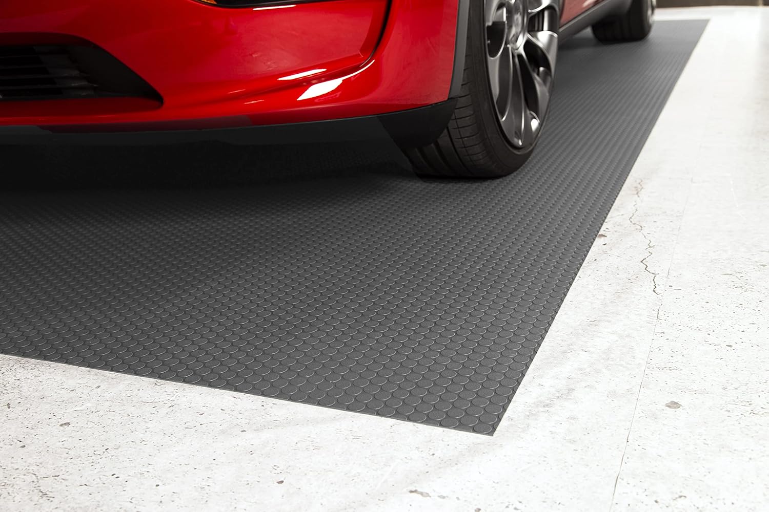 G-Floor Seamless Sheet Vinyl Shed Flooring Cover with Bonded Fibrous Backing - Small Coin Pattern (8' x 20', Slate Grey)