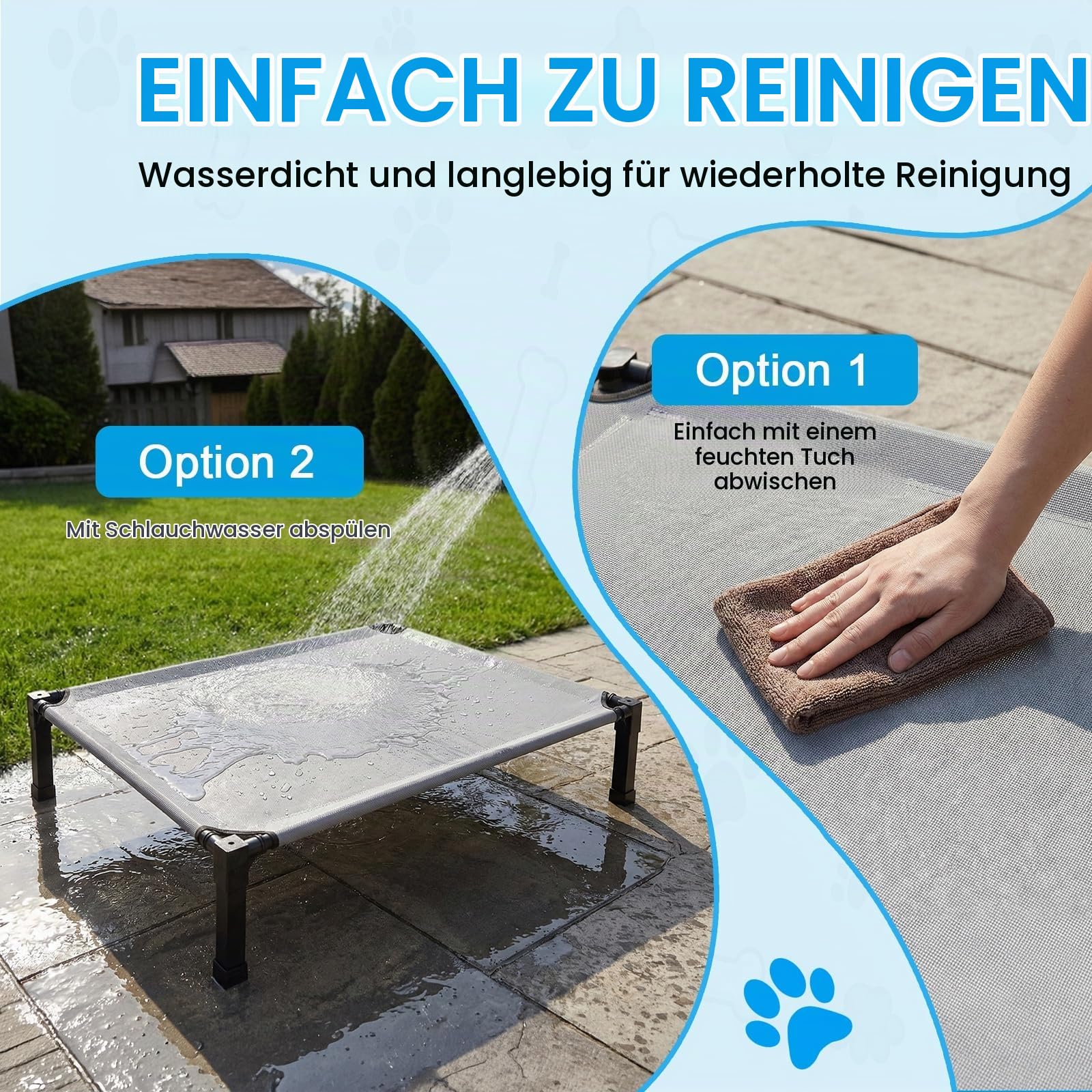 Niubya Hundeliege Outdoor Grosse Hunde - Hundeliege in und Outdoor Garten, Erhöhtes Hundebett für draußen Camping erhöhtes Hundebett, Größe für Hunde maximal 32 kg, 107x77×21 cm, höhe in 22cm