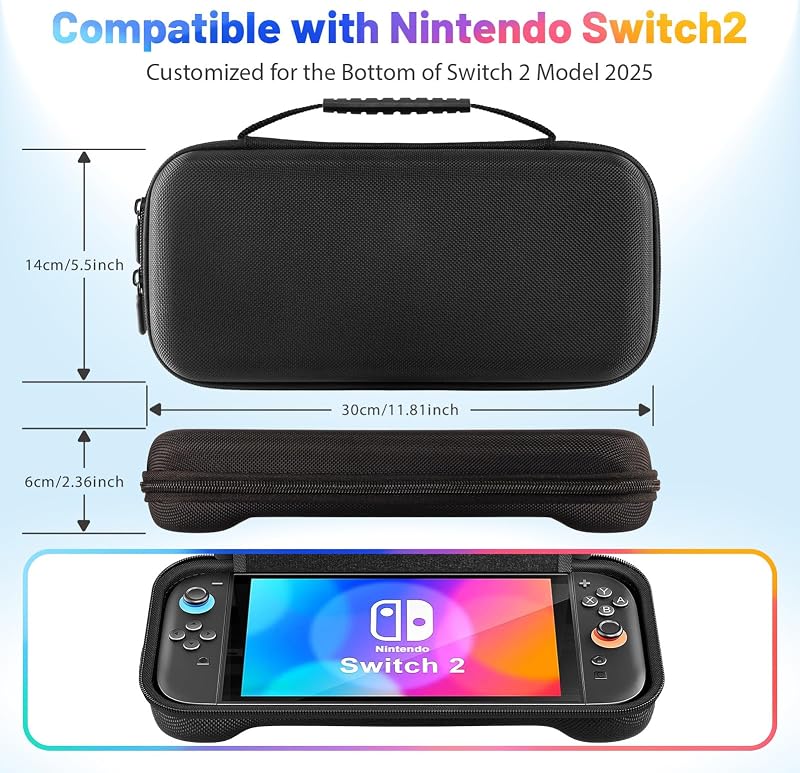 OHIYO Nintendo Switch 2 Hordtáska 20 Kártyahellyel, Nagy Kapacitás, Fekete