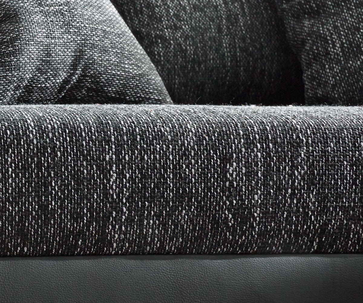 INLENDISH Sunburst Ushape Leatherette and Fabric Black 8 Seater Sofa Set 2