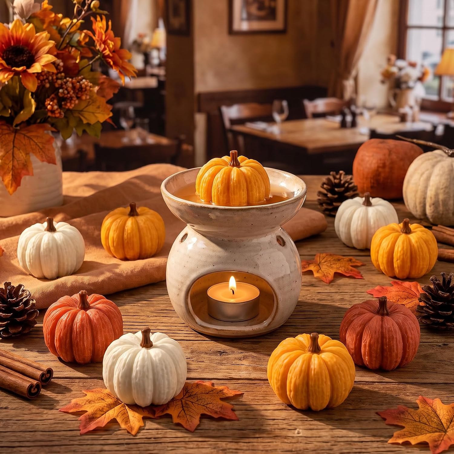 Conelist 12 Pcs Pumpkin Wax Melts Fall Scented Wax Melts Cedar Cinnamon