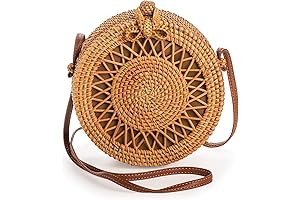 Chic Round Straw Crossbody Bag for Bohemian Summer